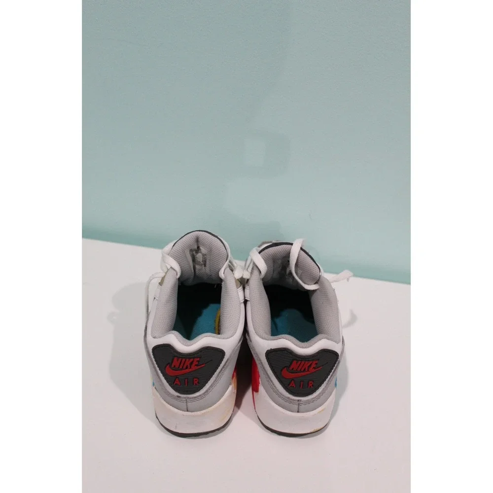 Nike Air Max 90 Kids Sneakers White Grey Red Teal CD6864-108 Size 5Y